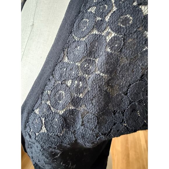 y2k August Silk Short Sleeve Lace Cardigan Sweater in Black Size Small - Picture 3 of 6